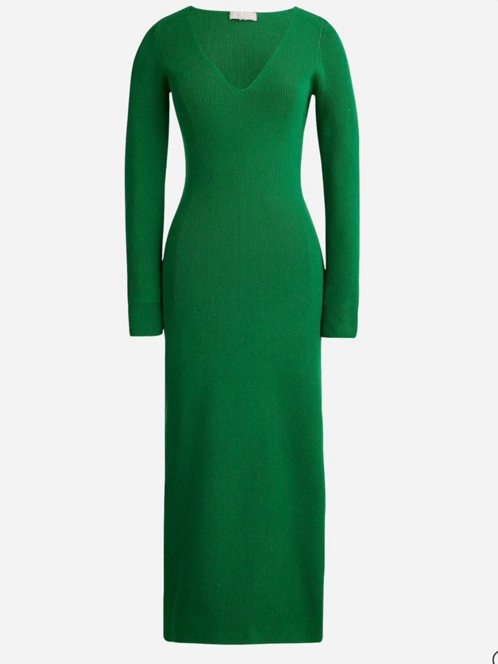 J. Crew Long-Sleeve Knit V-Neck Maxi Dress in Green